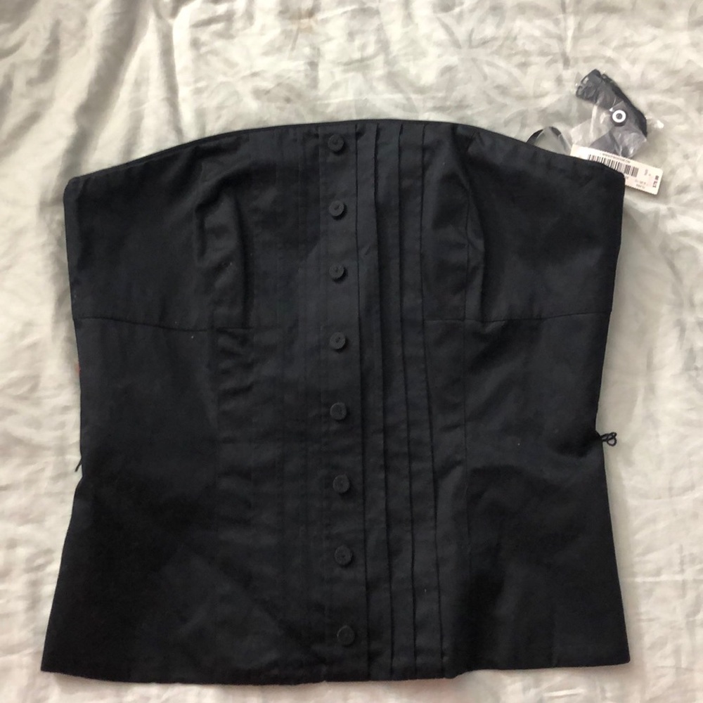 NWT and buttons and straps black corset style top